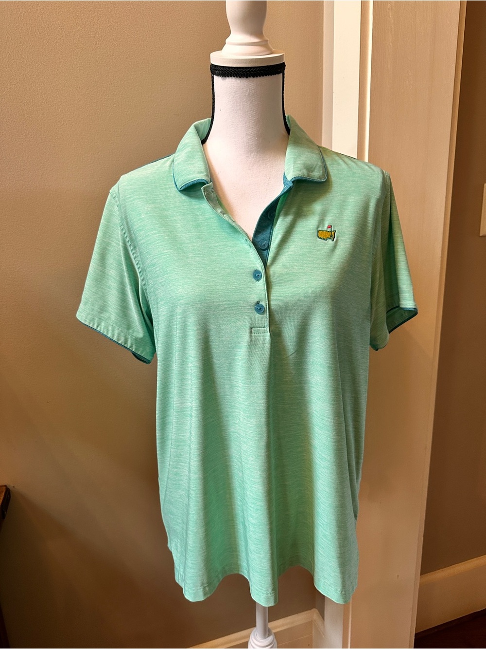 Masters Magnolia Lane Tech Light Green Short-Sleeve Polo Top Size XL